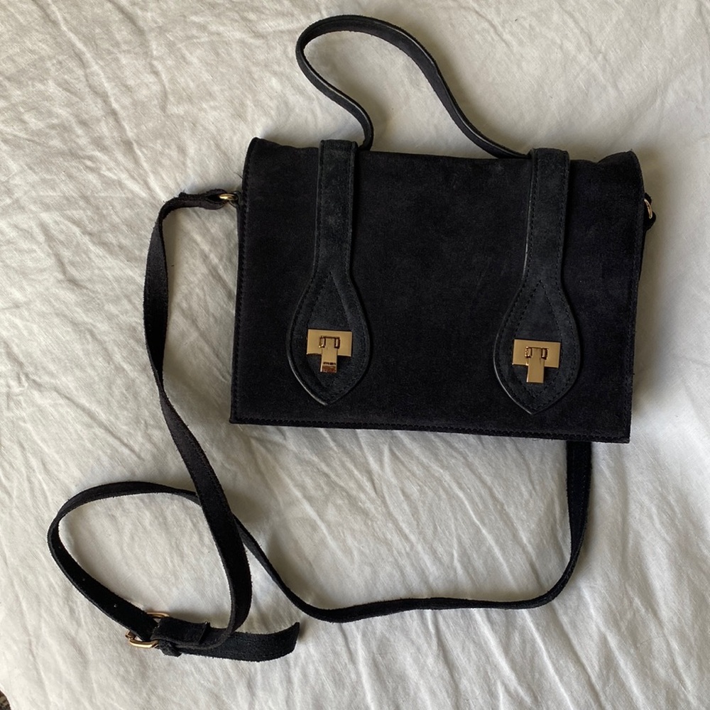 Navy suede bag
